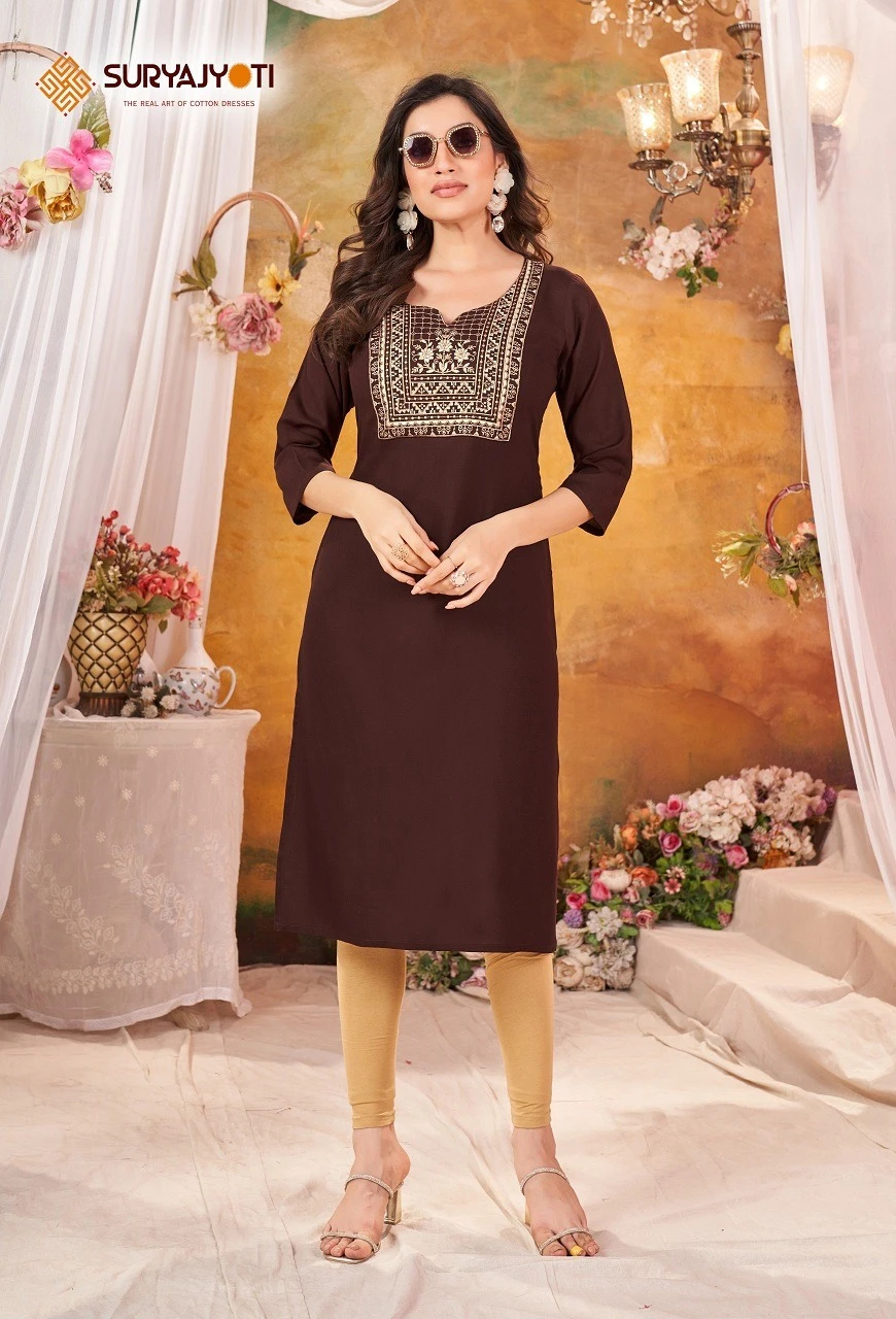 Suryajyoti Nirja Advance Vol 9 Heavy Rayon Wholesale Kurtis Catalog — Wholesale Kurtis, MPA wholesale from Surat - Gallery Image 6
